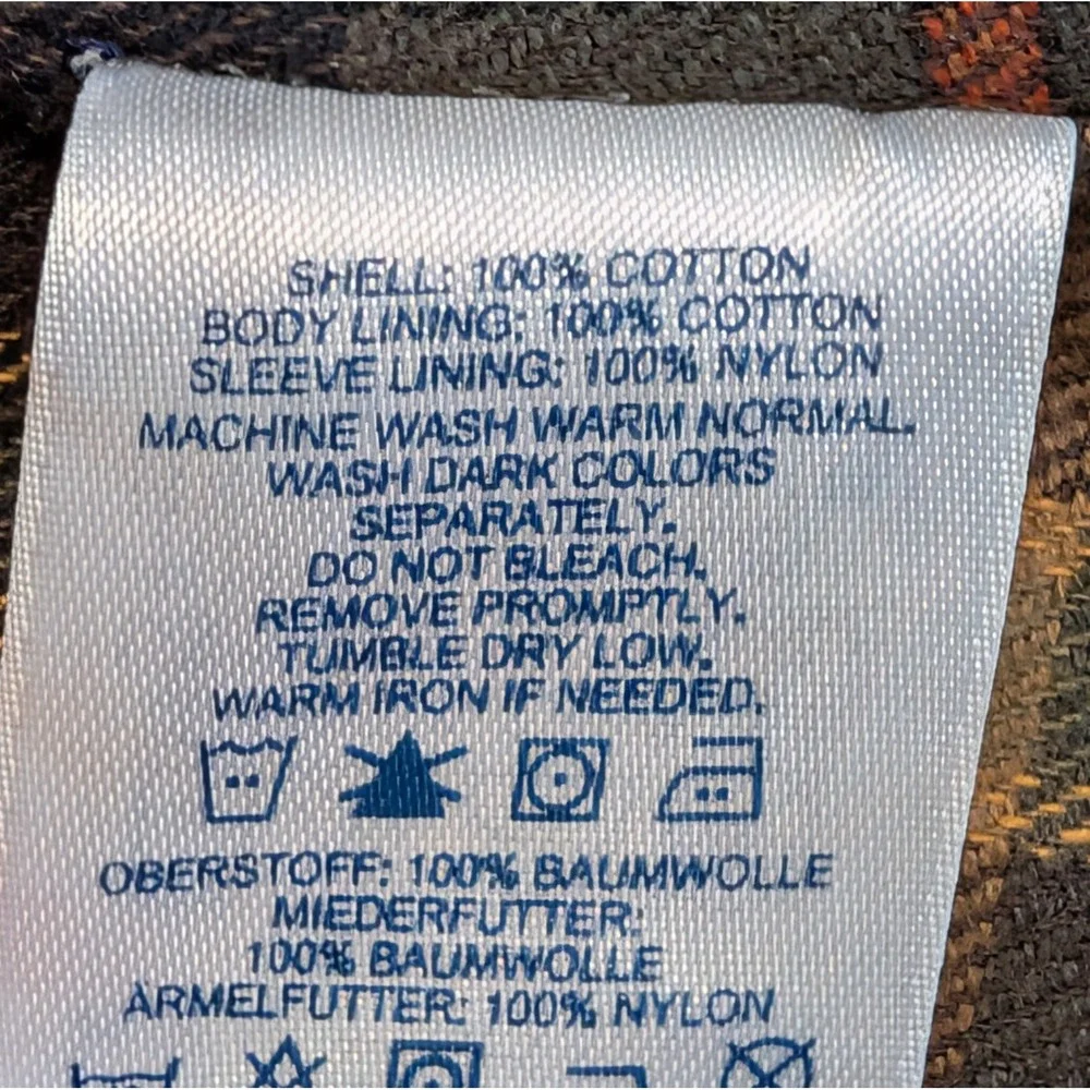 Lands End Womens Tan Canvas Field Coat Plaid Flannel Lined Corduroy Trim M 10-12 - Picture 9 of 9